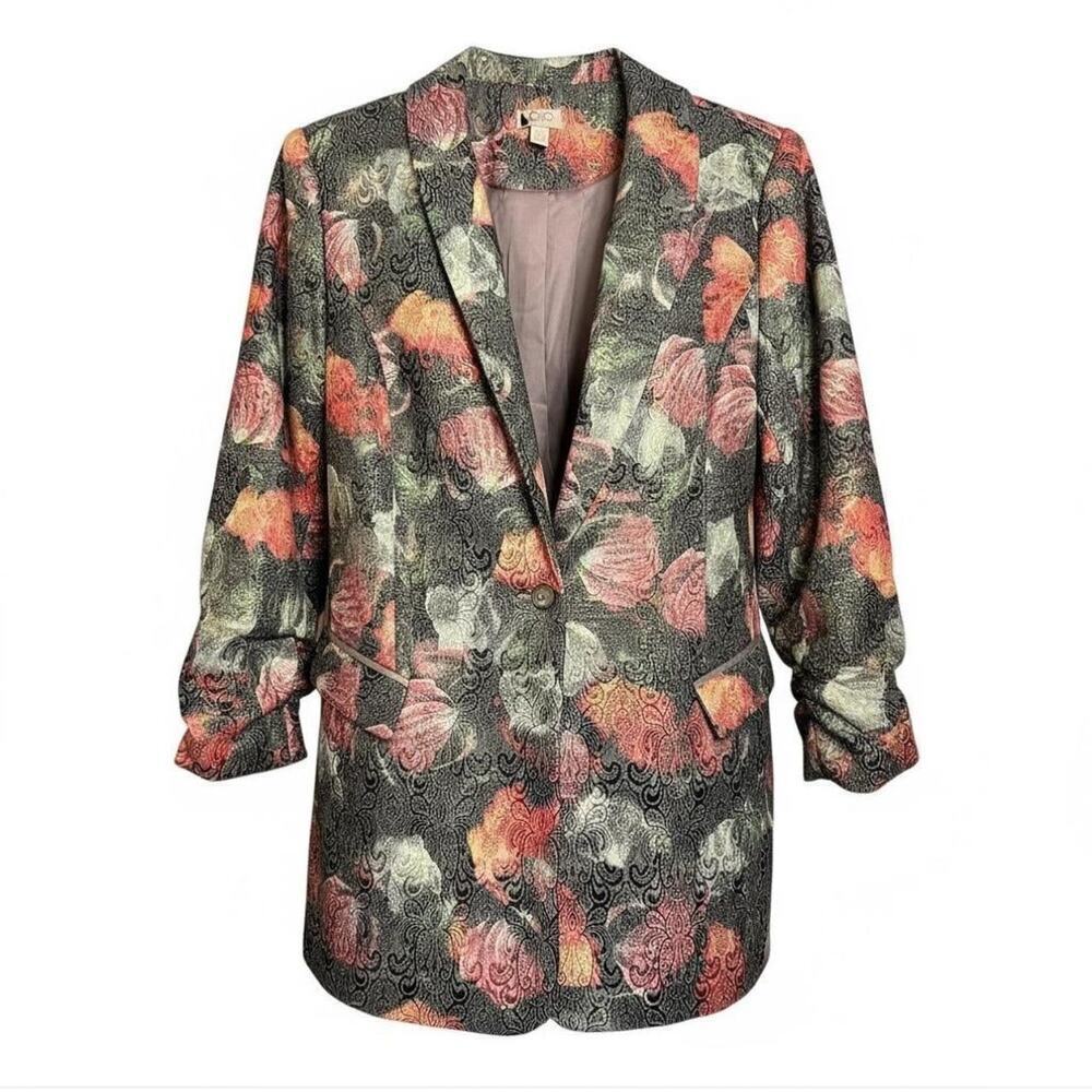LOGO LAVISH By Lori Goldstein Woven Floral Metallic Jacquard Blazer Sz L Jacket
